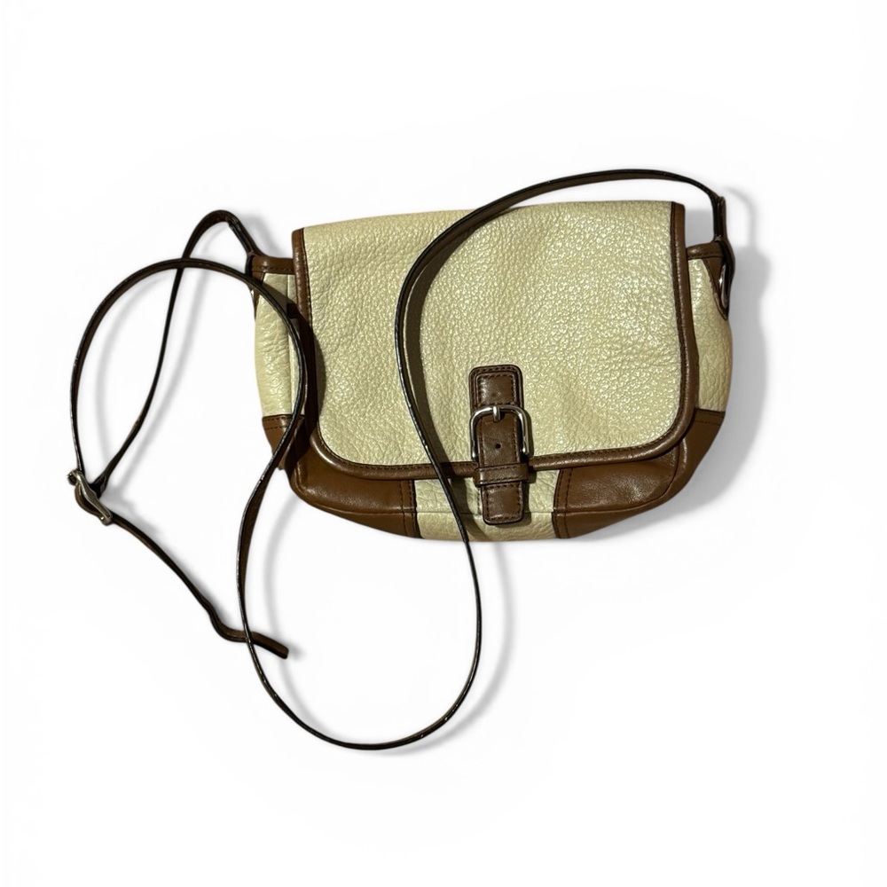 Coach Hadley Leather D1494-F31664 Crossbody Handbag Colorblock Ivory & Brown